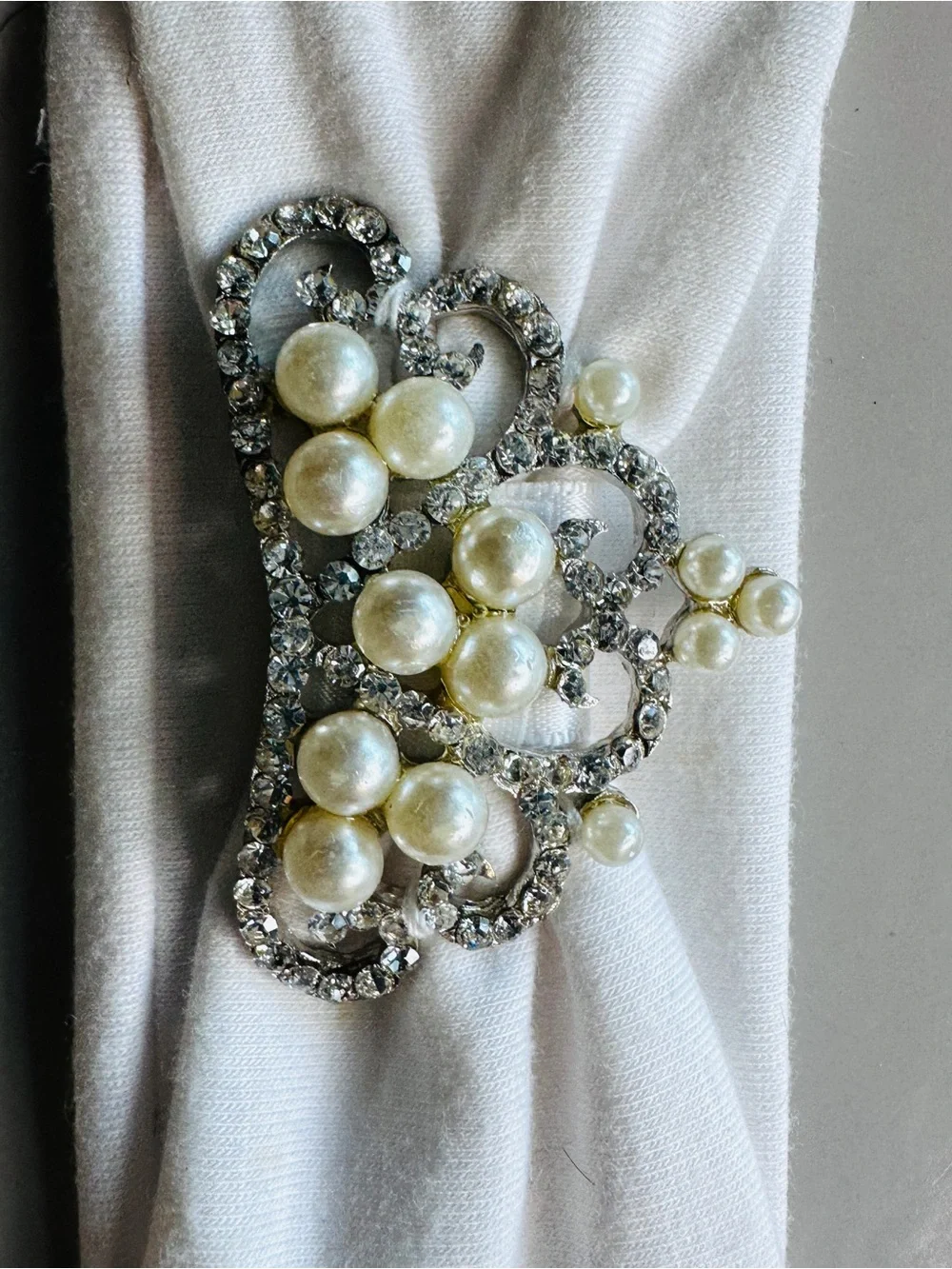 Elegant Baby White Rhinestone & Pearl Baby Headband Special Occasion Baptism